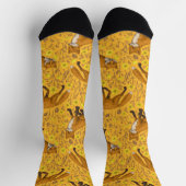 Chaussette Renards et papillons sur orange (Haut)