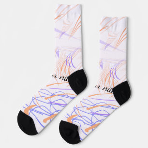 Chaussette Résumé aquarelle orange violet ajouter nom texte t