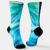 Chaussette Résumé de plume bleu-vert (Angulaire)