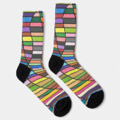 Chaussette Résumé rayé multicolore avec courbes fluides (Droite)