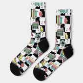 Chaussette Retro 90s Roller Skate Pattern Socks  (Gauche)