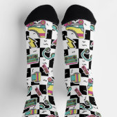 Chaussette Retro 90s Roller Skate Pattern Socks  (Haut)