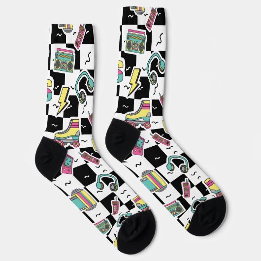 Chaussette Retro 90s Roller Skate Pattern Socks  (Droite)