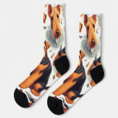 Chaussette Retro Airedale Terrier sans fil (Gauche)