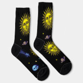 Chaussette Retro Celestial Art Sun Moon Stars Planet Comet (Droite)