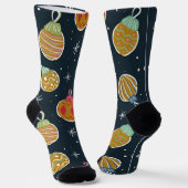 Chaussette Retro Christmas Ornament Pattern Socks (Angulaire)