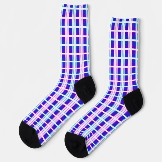 Chaussette rétro électrique rayé bleu & violet (Gauche)