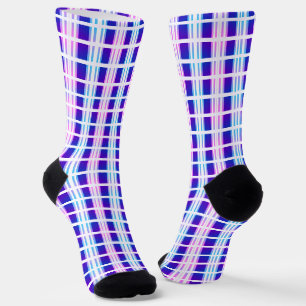 Chaussette rétro électrique rayé bleu & violet