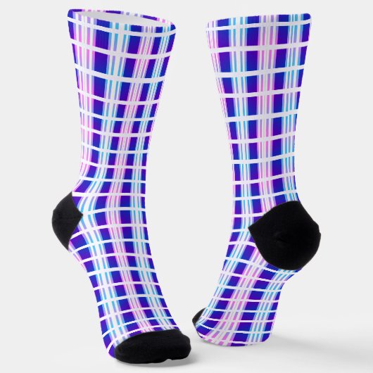 Chaussette rétro électrique rayé bleu & violet (Angulaire)