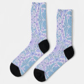 Chaussette Retro garden florals in blue and violet (Gauche)