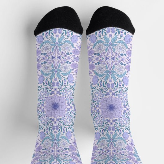Chaussette Retro garden florals in blue and violet (Haut)