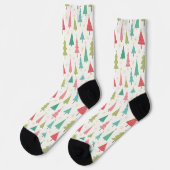 Chaussette Retro Joyeux arbres de Noël Fun Motif de vacances (Gauche)