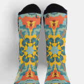 Chaussette Rétro Mandala bleu orange et jaune (Haut)