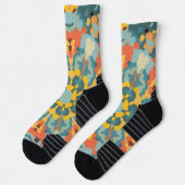 Chaussette Rétro Mandala bleu orange et jaune (Gauche)