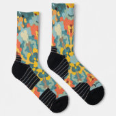 Chaussette Rétro Mandala bleu orange et jaune (Droite)