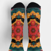 Chaussette Rétro Mandala bleu orange et rouge (Haut)