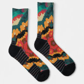 Chaussette Rétro Mandala bleu orange et rouge (Droite)
