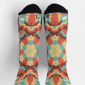 Chaussette Rétro Mandala bleu rouge et jaune (Haut)