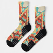 Chaussette Rétro Mandala bleu rouge et jaune (Gauche)