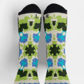 Chaussette Retro Mandala bleu vert blanc et noir (Haut)