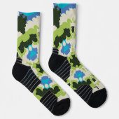 Chaussette Retro Mandala bleu vert blanc et noir (Droite)