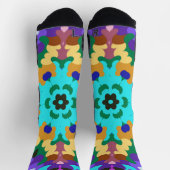 Chaussette Rétro Mandala bleu violet et jaune (Haut)