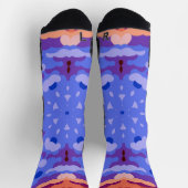 Chaussette Rétro Mandala bleu violet et rouge (Haut)