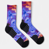 Chaussette Rétro Mandala bleu violet et rouge (Droite)