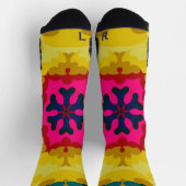 Chaussette Rétro Mandala jaune bleu et rose (Haut)
