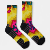 Chaussette Rétro Mandala jaune bleu et rose (Droite)