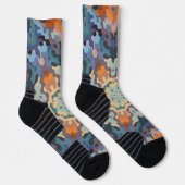 Chaussette Rétro Mandala Orange Bleu et Jaune (Droite)