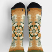 Chaussette Retro Mandala Orange Vert et Blanc (Haut)