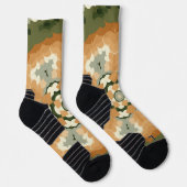 Chaussette Retro Mandala Orange Vert et Blanc (Droite)