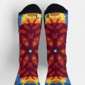 Chaussette Retro Mandala rouge bleu et jaune (Haut)