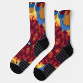 Chaussette Retro Mandala rouge bleu et jaune (Gauche)