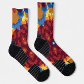 Chaussette Retro Mandala rouge bleu et jaune (Droite)