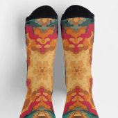 Chaussette Rétro Mandala rouge jaune et bleu (Haut)