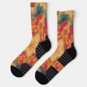 Chaussette Rétro Mandala rouge jaune et bleu (Gauche)