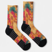 Chaussette Rétro Mandala rouge jaune et bleu (Droite)