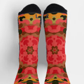 Chaussette Rétro Mandala rouge orange et vert (Haut)