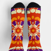 Chaussette Rétro Mandala violet rouge et orange (Haut)