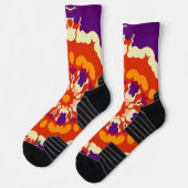 Chaussette Rétro Mandala violet rouge et orange (Gauche)