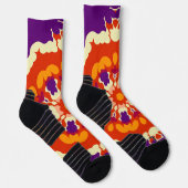 Chaussette Rétro Mandala violet rouge et orange (Droite)