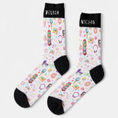 Chaussette Retro Party Icons Custom Name Crew Socks (Gauche)