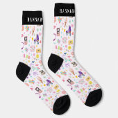 Chaussette Retro Party Icons Custom Name Crew Socks (Droite)