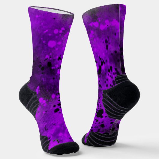 Chaussette Retro Purple & Black Paint Splatter (Angulaire)