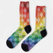 Chaussette Retro Rainbow Argyle Plaid Check Pattern (Gauche)