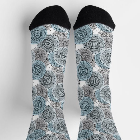 Chaussette Rétro, rétro motif, bleu et gris, élégant (Haut)