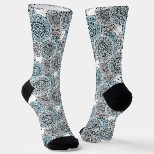 Chaussette Rétro, rétro motif, bleu et gris, élégant (Angulaire)