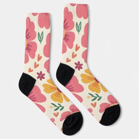 Chaussette Retro Sun-Kissed Bloom & Hearts Pattern (Droite)